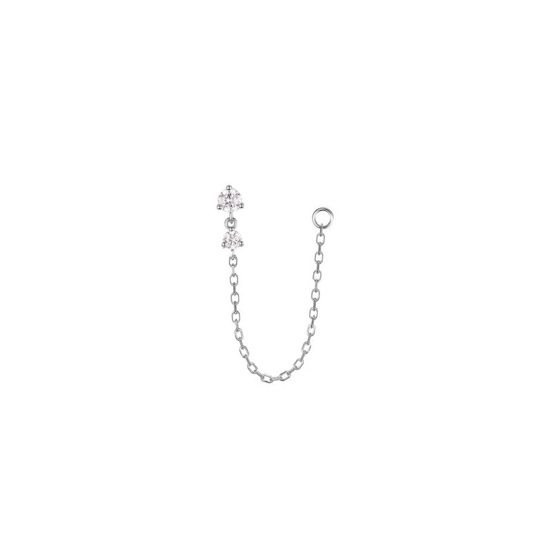 14k white gold double Cz threadless end with a chain attached and a jump ring on the other end by Modern Mood
