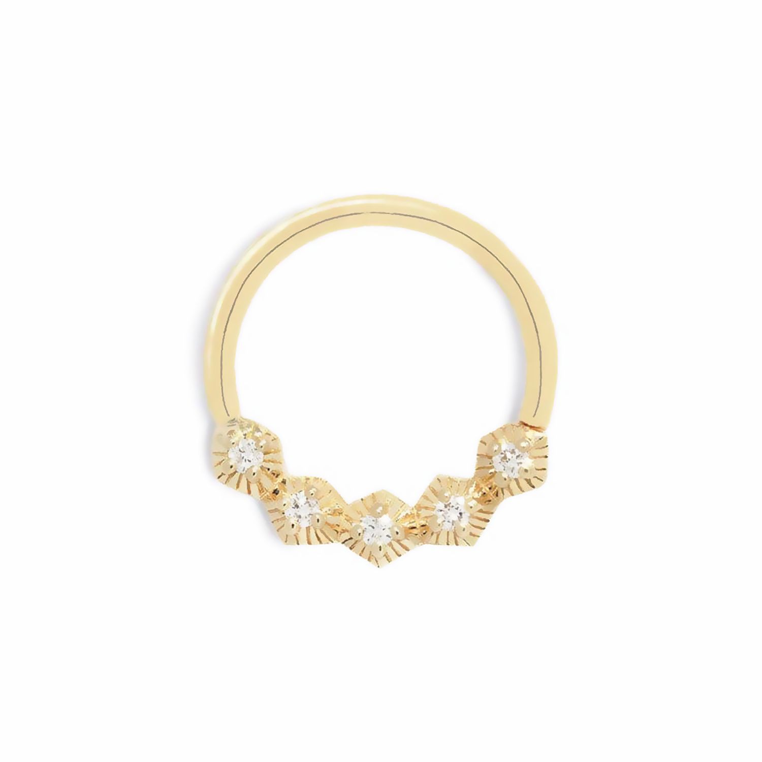 Nova Diamond Seam Ring, Gauge &amp; Diameter: 18g | 3/8”, Gold: 14k Yellow, Stone: Diamonds