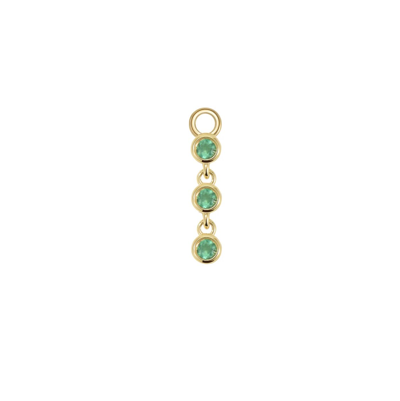 Penelope Charm, Gold: 14k Yellow, Jump Ring: Fits 16g, Stone: Green Chalcedony