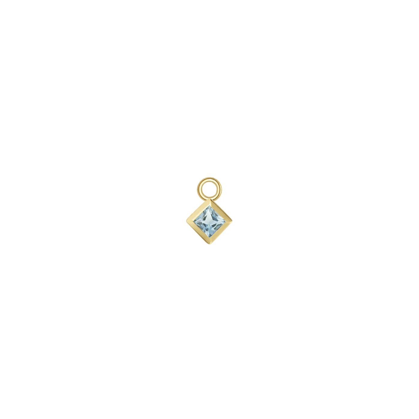 Square Cut Charm, Gold: 14k Yellow, Stone: Sky Blue Topaz