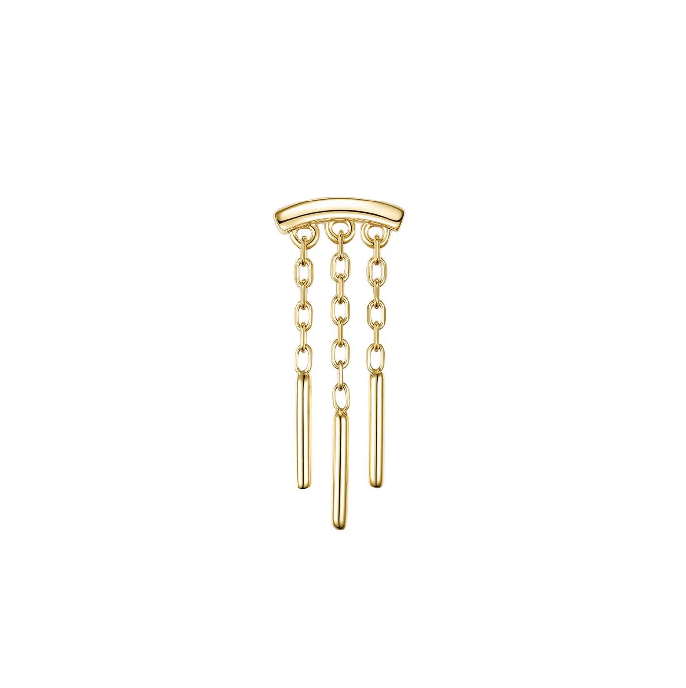 Triple Wind Chime Bar End, Gold: 14k Yellow