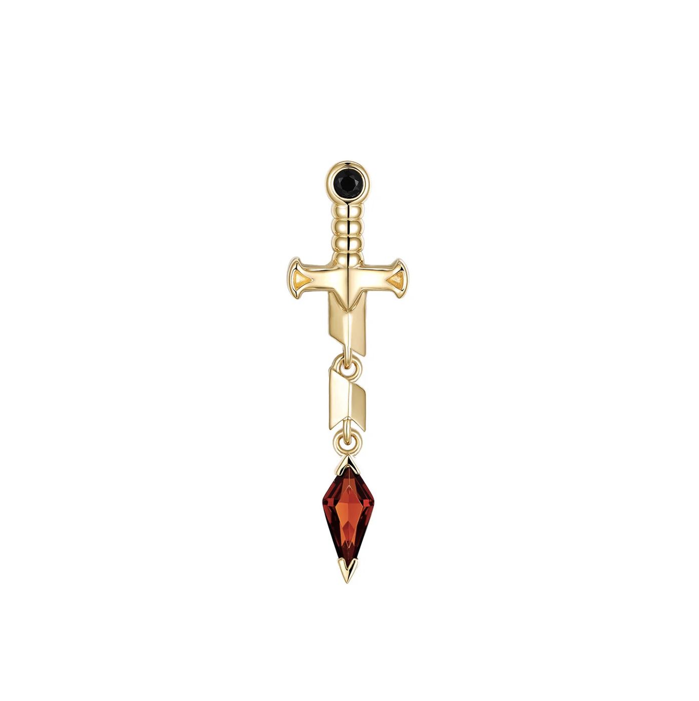 Svyn, Gold: 14k Yellow, Stone: Black Agate &amp; Red Garnet