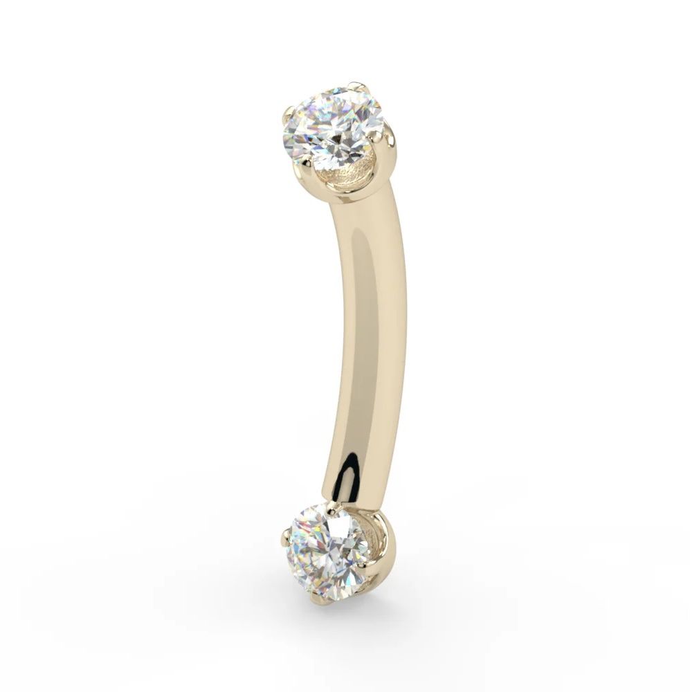 Prong Set Curved Barbell - 2x2mm