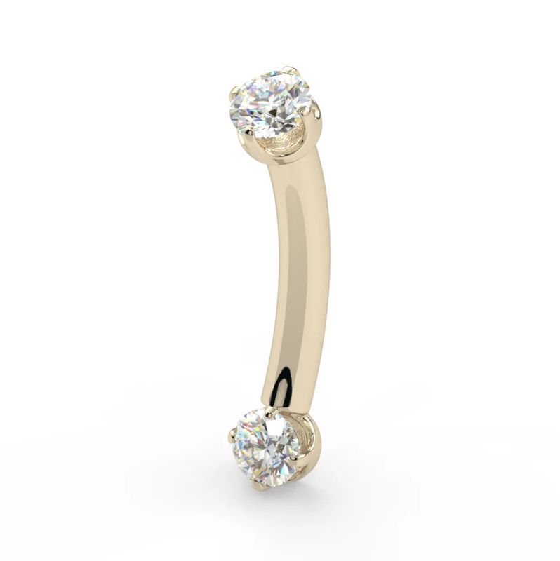 Prong Set Curved Barbell - 2x2mm