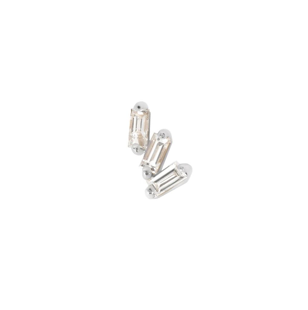 Staxx, Gold: 14k White, Orientation: Left Ear, Stone: White Topaz