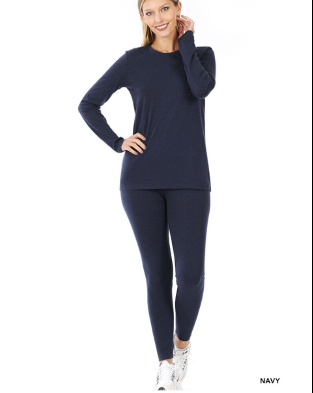 Fall Basic Legging Set, Colour: Navy blue, Size: Small