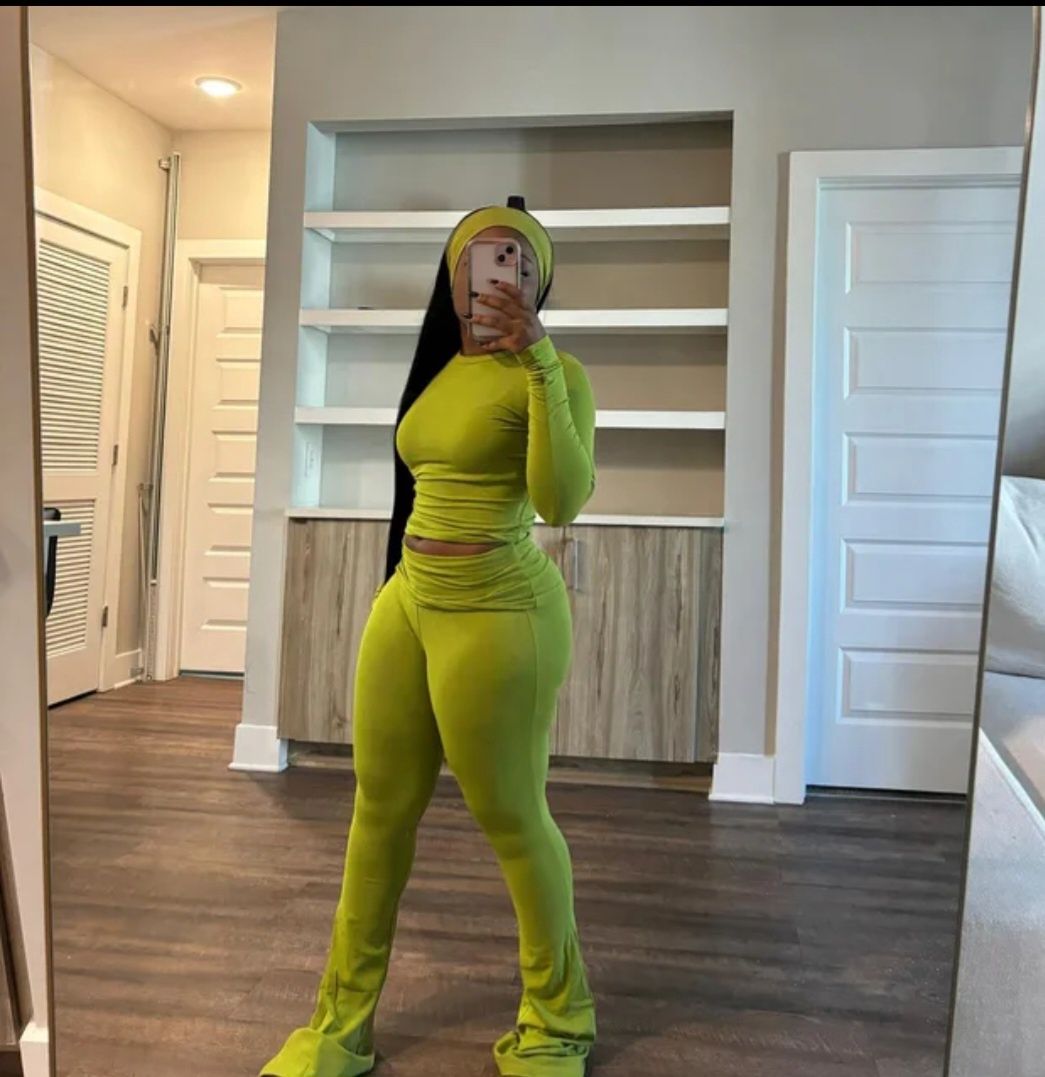 Soft Girl Loungewear Sets, Size: Small, color: Fruit Green