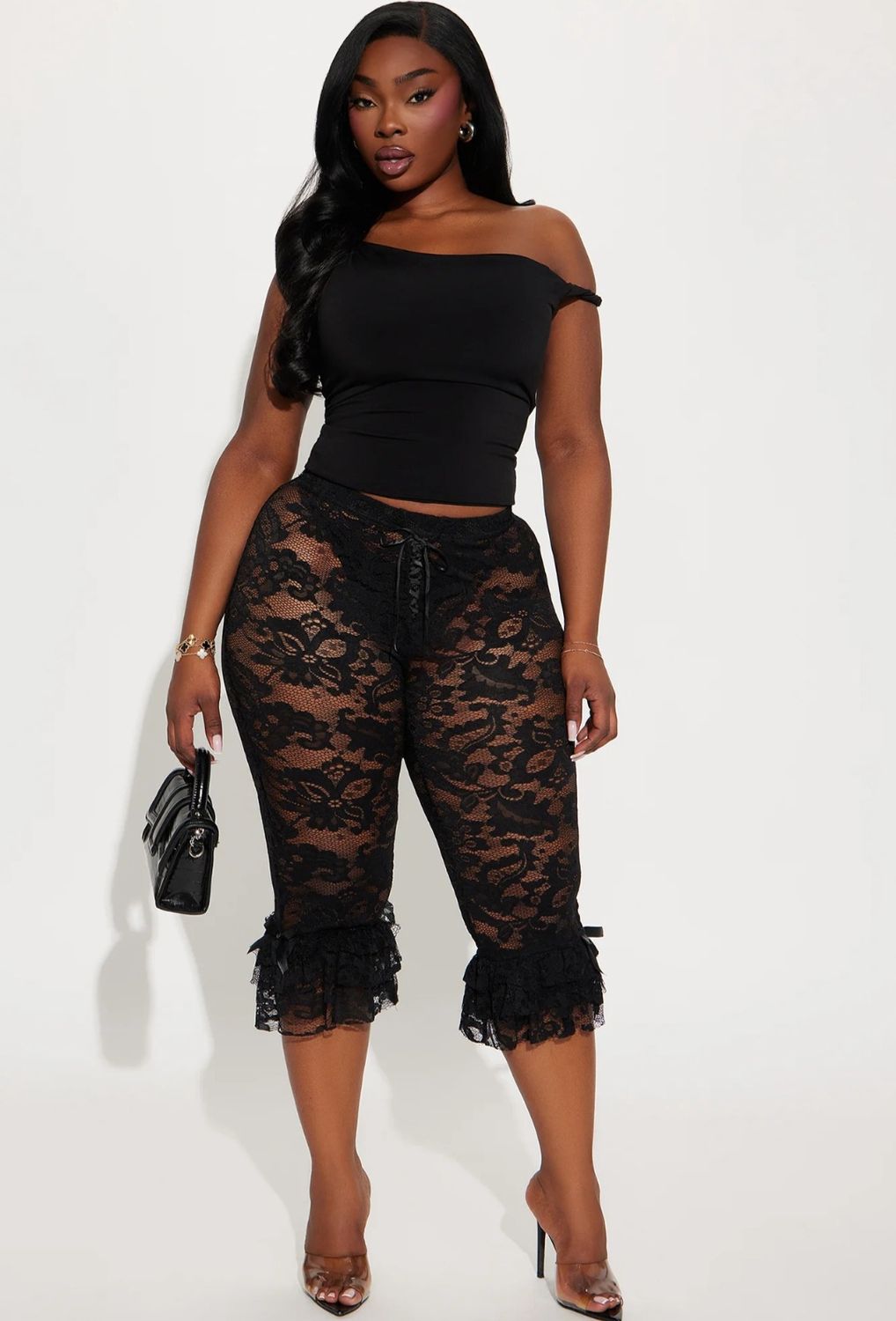 Lace Capri Leggings, Size: Small