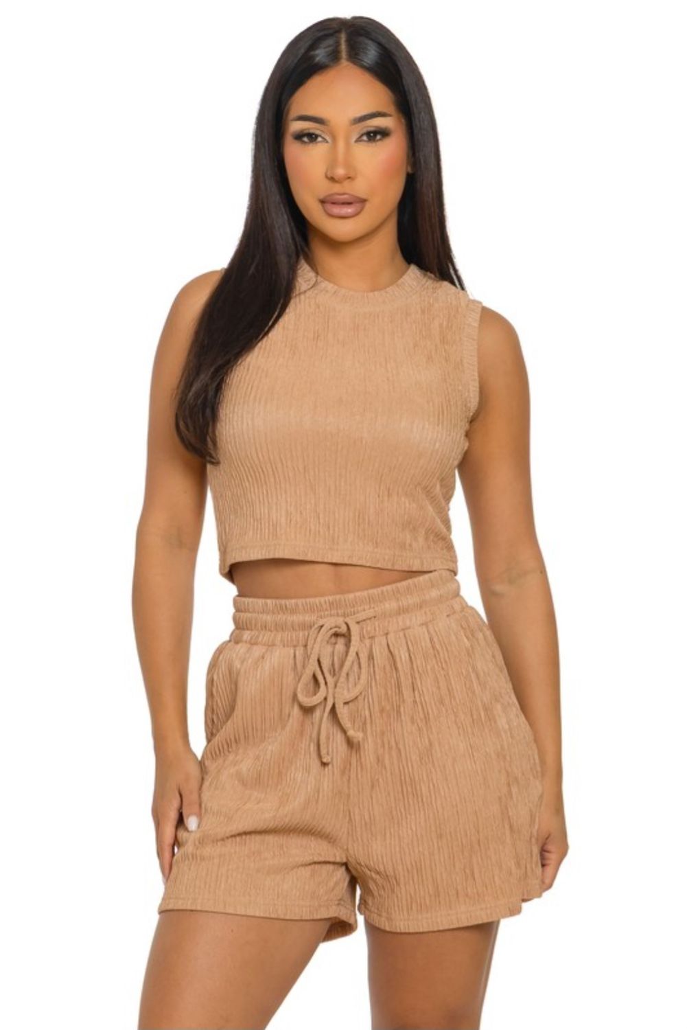 Klassy Summer Short Set, color: Beige, Size: Small