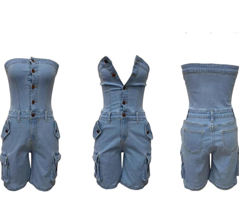 Denim Cargo Jumpsuit