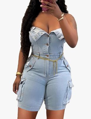 Denim Cargo Jumpsuit