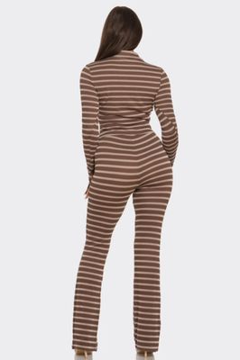 Stripe Pleated Button-down Set