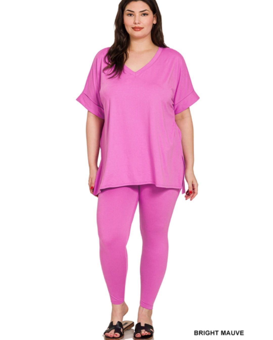 Basic Loungewear Sets (Plus), Size: 1x, color: Bright Mauve