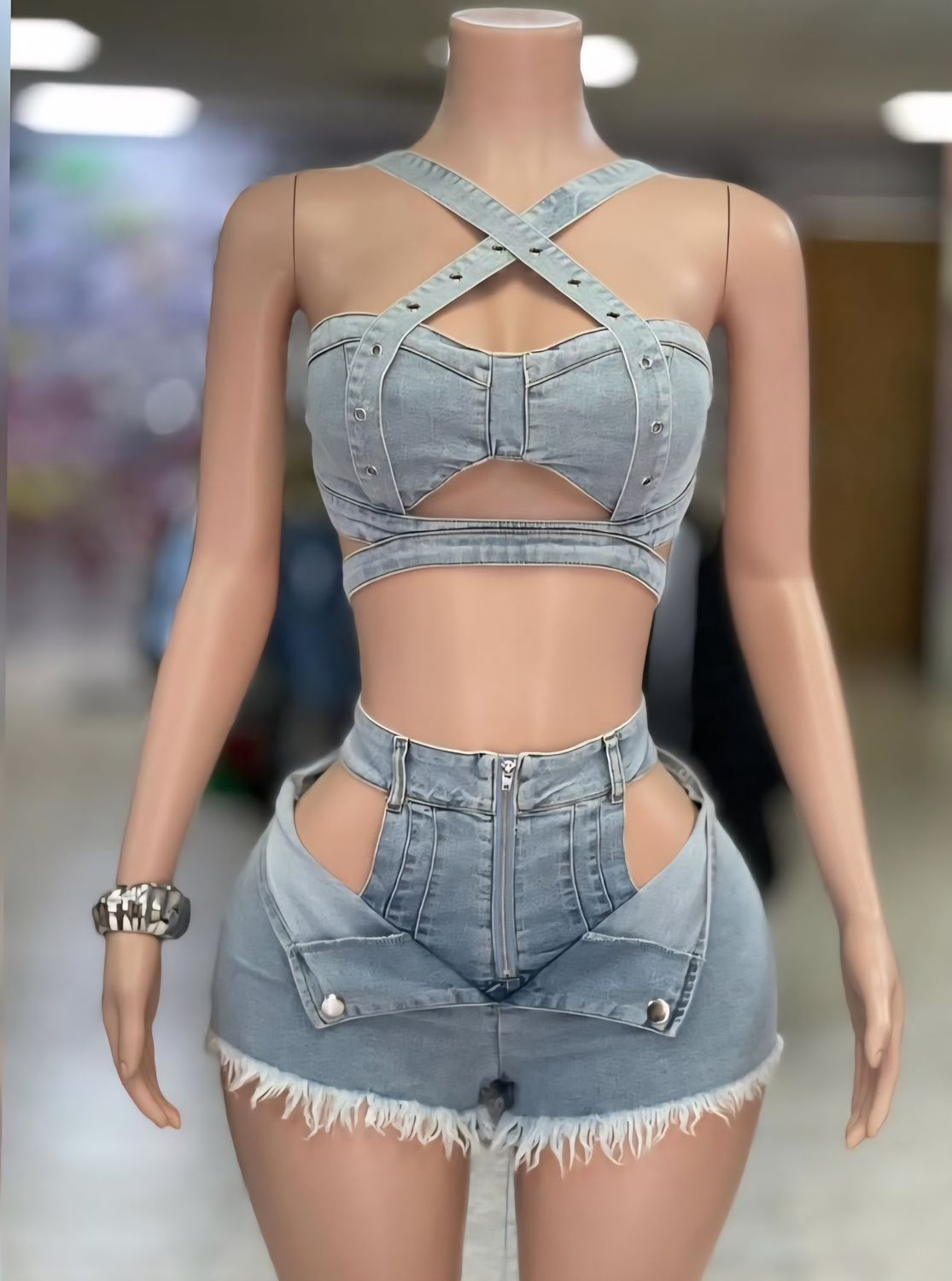 Denim Cross-over Set, Size: Small