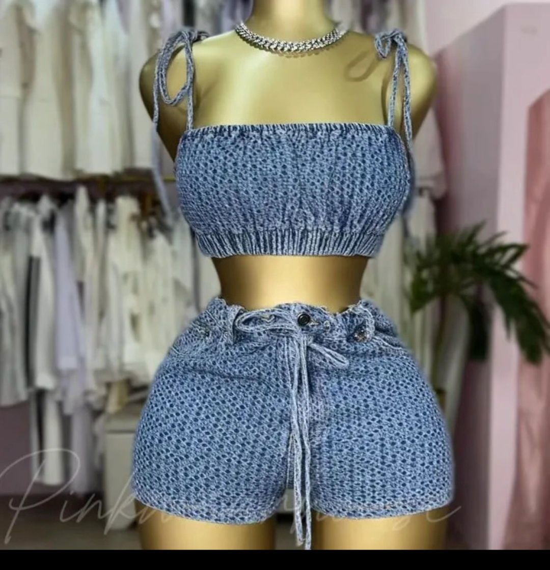 Denim 2 piece Summer Set, Size: Small