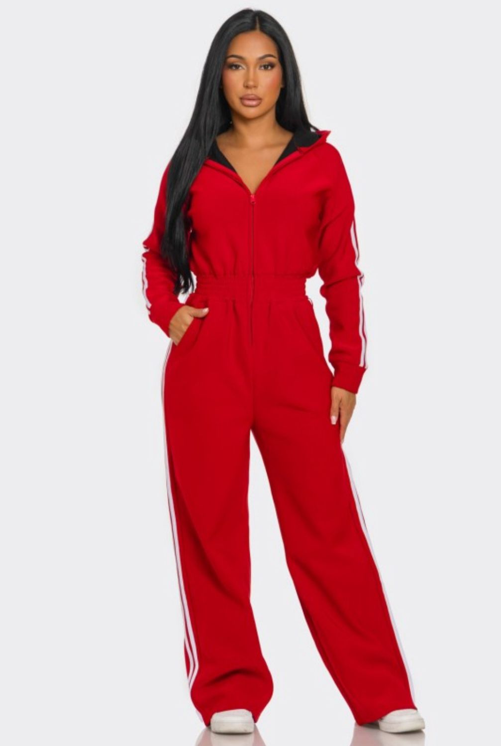 Around The Way Jumpsuit, Colour: Red, Size: Small