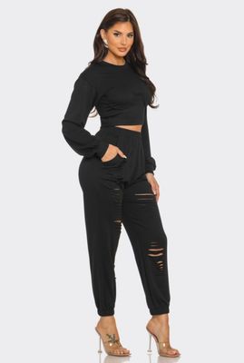 Laser Cut Pants Set