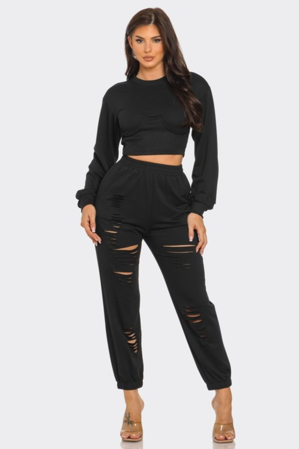 Laser Cut Pants Set, Size: Small