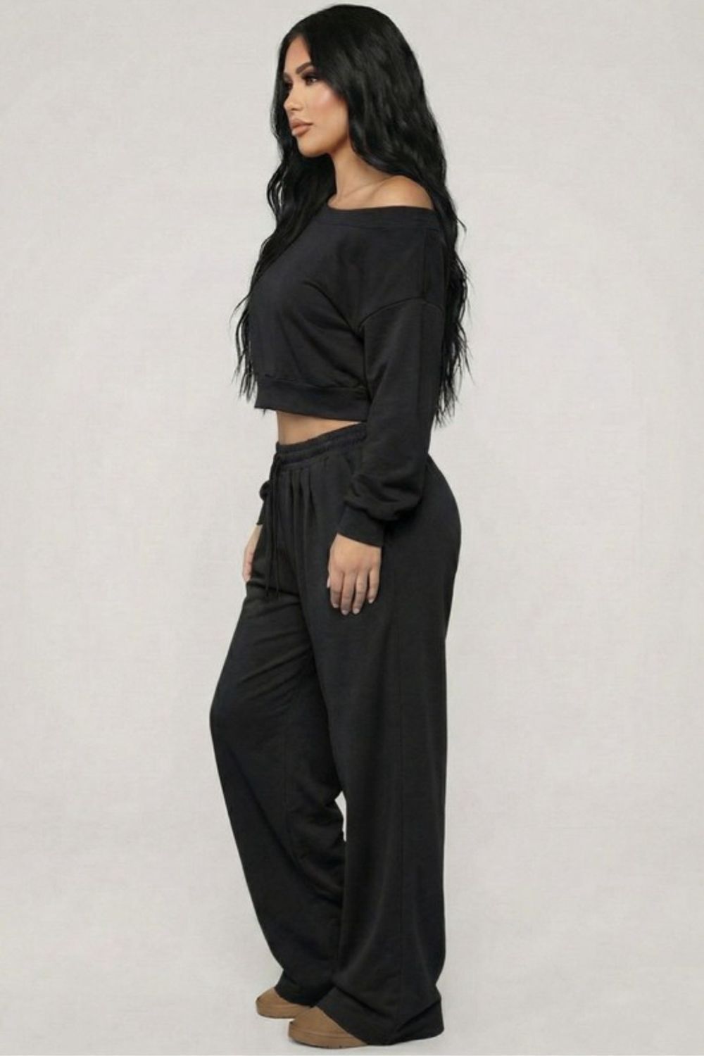 Off-Should Lounge Wear Set, Size: Small, color: Black
