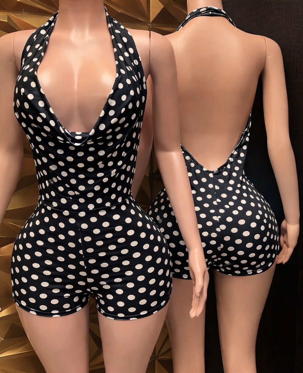 Dolly Polkadot Romper, Size: Small, color: Black/white