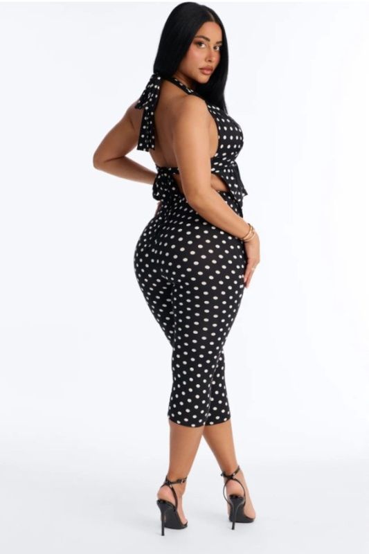 Polka Dot Halter Capri Set