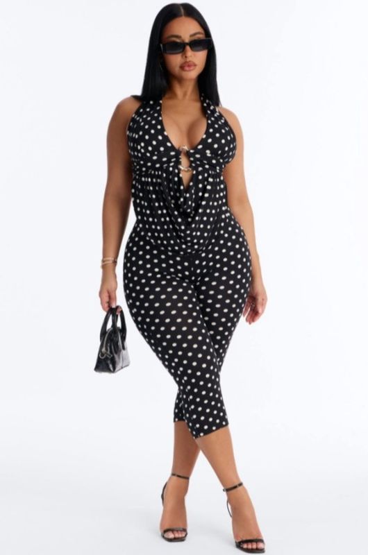 Polka Dot Halter Capri Set