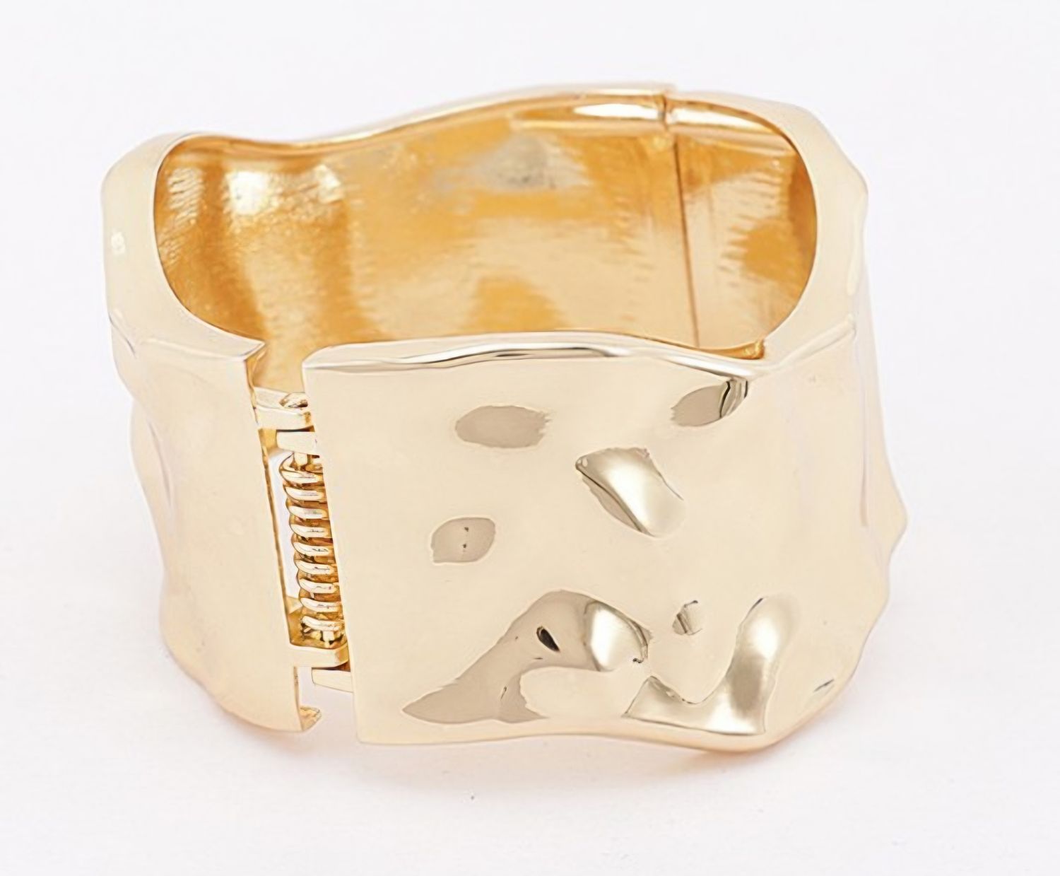 Molten Textured Wide Cuff Bangle, color: Gold