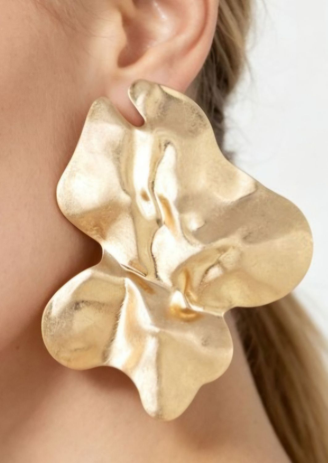 Double Matte Ripple Earrings, color: Gold