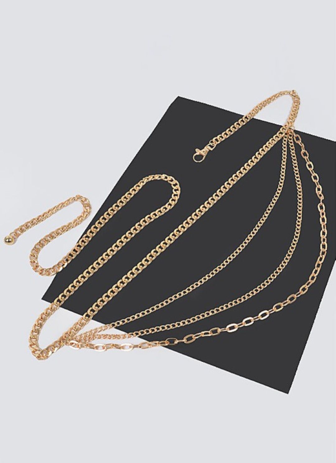 Plus Size Multi Chain Belt, color: Gold