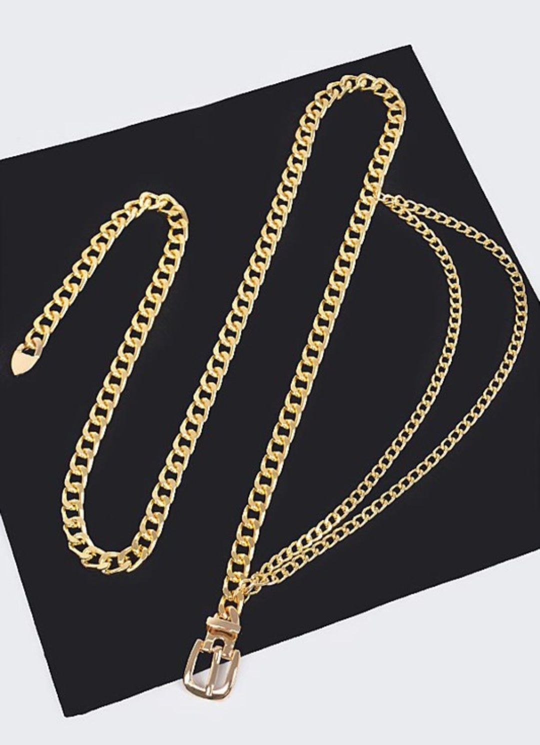 Chain Buckle Belt, color: Gold