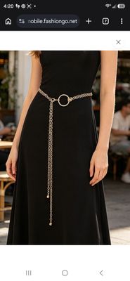 Circle Buckle Layered Chain Waist Belt