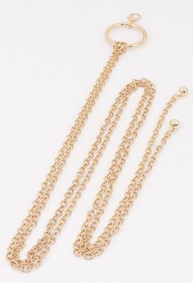 Circle Buckle Layered Chain Waist Belt
