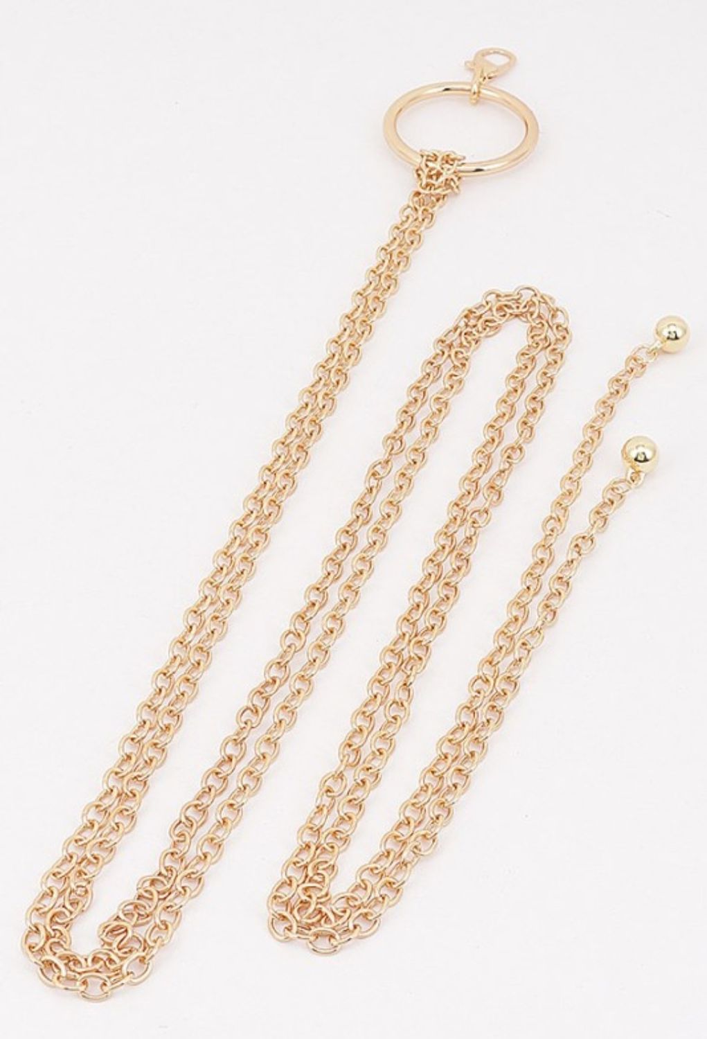 Circle Buckle Layered Chain Waist Belt, color: Gold