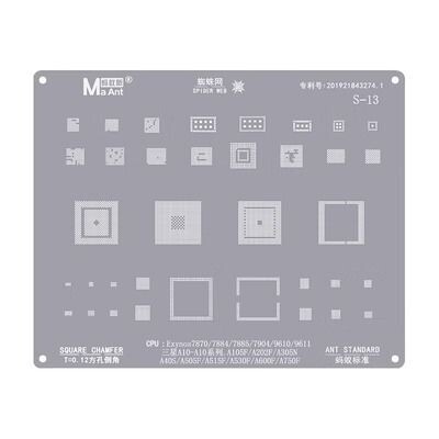 شبلونة Ma Ant SAM 13 تدعم  SAMSUNG A60 - A90 A605F SDM450 SM6150 CPU Reballing Stencil