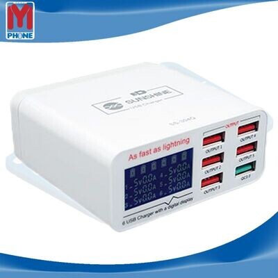 تيستر شاحن 6 منافذ مع شاشة رقمية  صن شاين