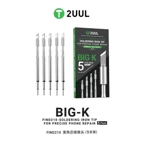 2UUL Big-K Soldering Iron Tip for C210 (5 Pack)سن كاوية سكينة عريض