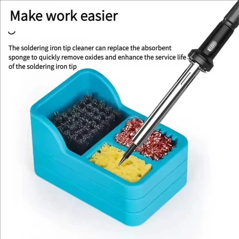 TE-717 3 IN 1 Soldering Tip Cleaner With Steel Wire Brush بوكس تنظيف سن الكاوية