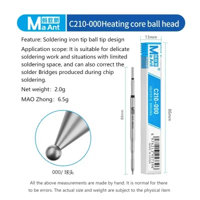 MaAnt C210-000 Soldering Iron Tip Ball Head سن لحام سوكت MaAnt C210-000 Soldering Iron Tip Ball Head سن لحام سوكت