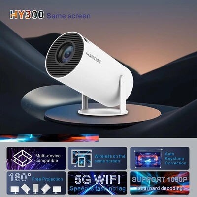 Transpeed Projector 4K Android 11 HY300 Dual Wifi6 200ANSI Allwinner H713 BT5.0 1080P 1280*720P Cinema Outdoor portable Projetor