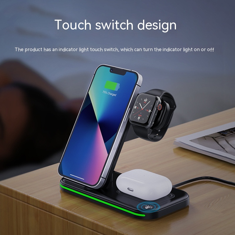 New Smart Thin Desktop Super Fast Charging For Apple Mobile Phone Watch Headset Three-in-one Wireless Charger