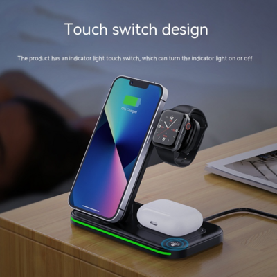 New Smart Thin Desktop Super Fast Charging For Apple Mobile Phone Watch Headset Three-in-one Wireless Charger