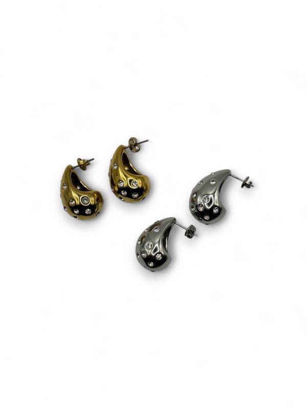 ORECCHINI GOCCIA STRASS SILVER