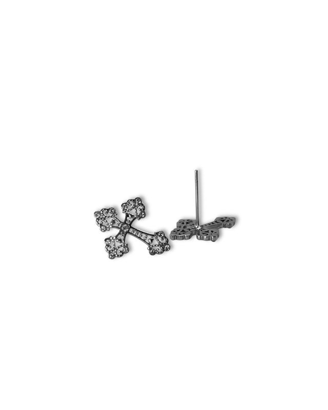 ORECCHINO CROCE A BOTTONE SILVER