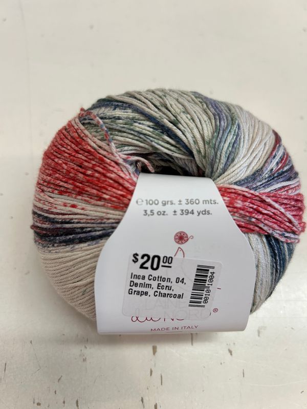 Inca Cotton, 04, Denim, Ecru, Grape, Charcoal