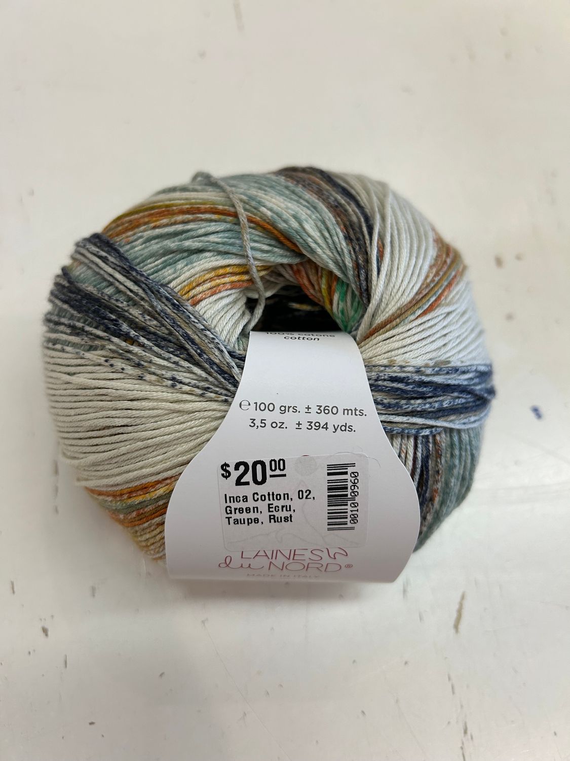 Inca Cotton, 02, Green, Ecru, Taupe, Rust