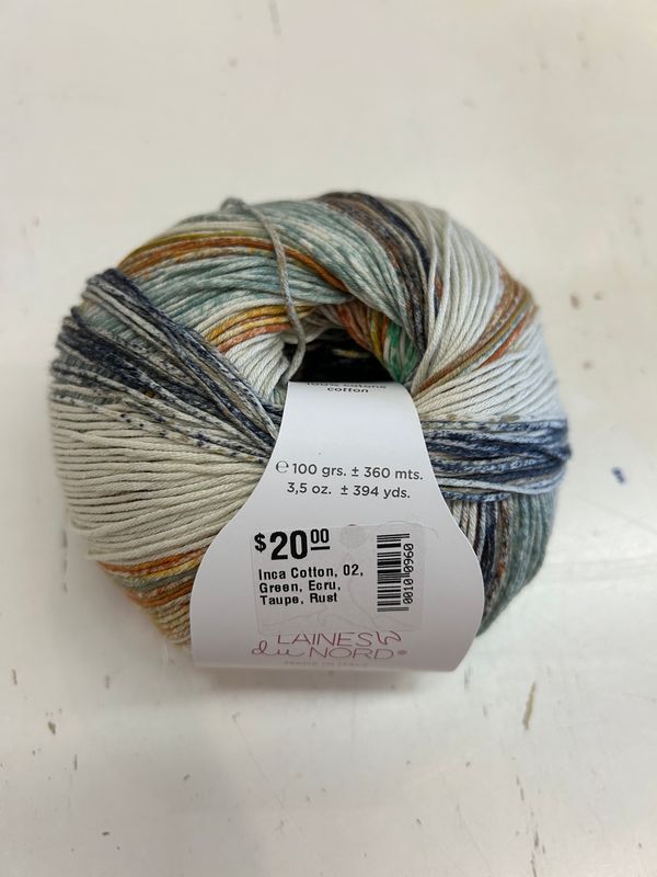 Inca Cotton, 02, Green, Ecru, Taupe, Rust