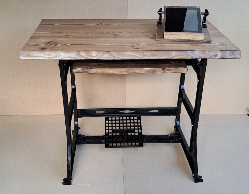 Reclaimed Antique Industrial Table on cast iron frame