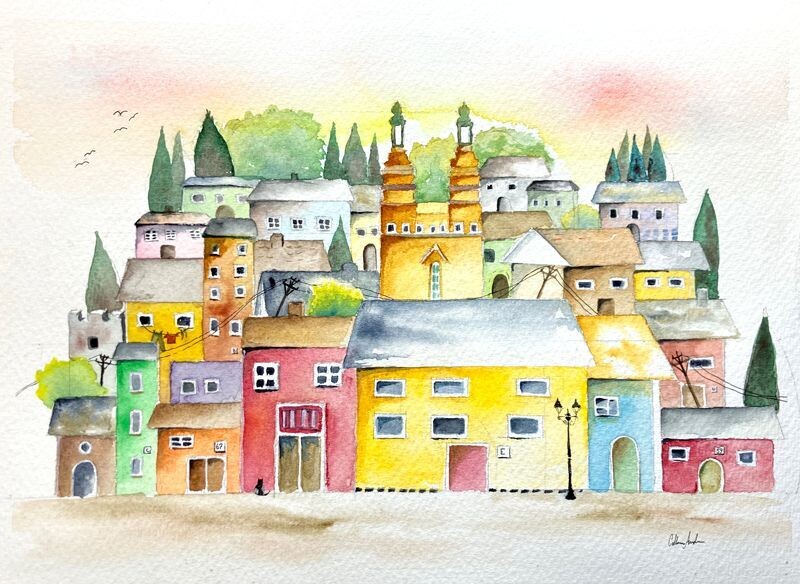 Stad i ljus Eskilstuna (Art Print)