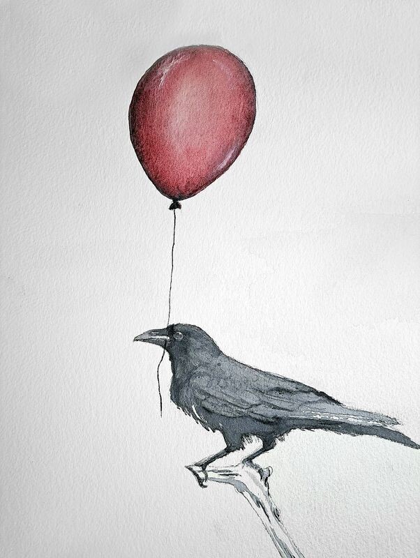 Fågel med ballong (Art Print)