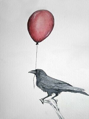 Fågel med ballong (Art Print)